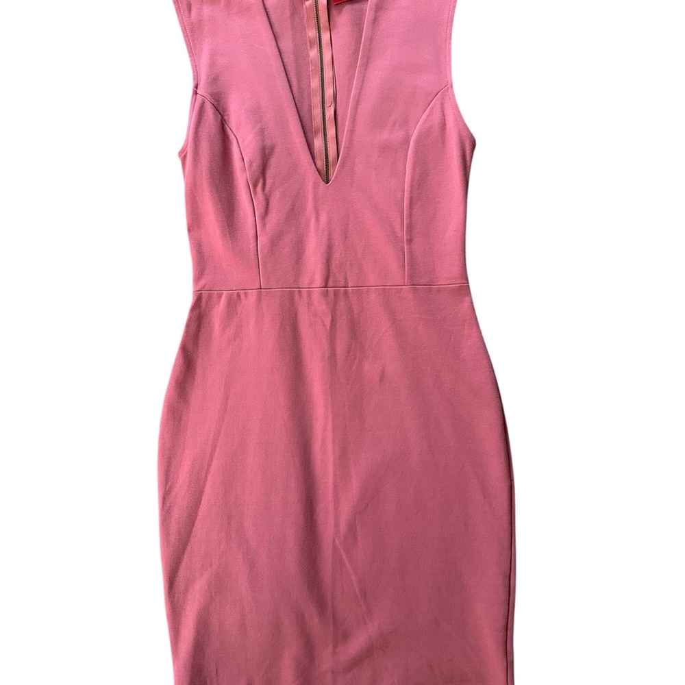 Akira Chicago Red Label Women’s Pink Bodycon Dress Size M V Neck Viscose
